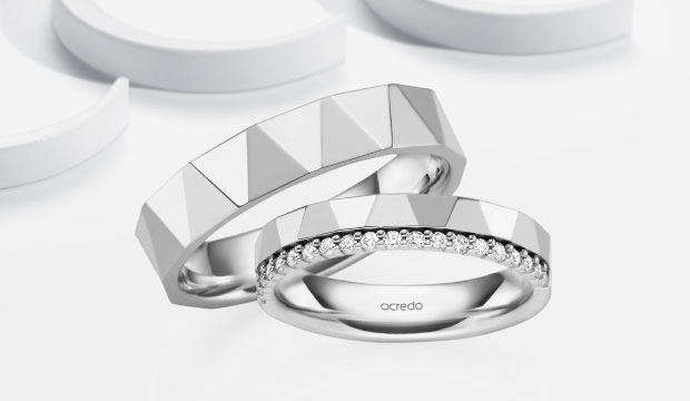 Wedding rings rich in facets | acredo